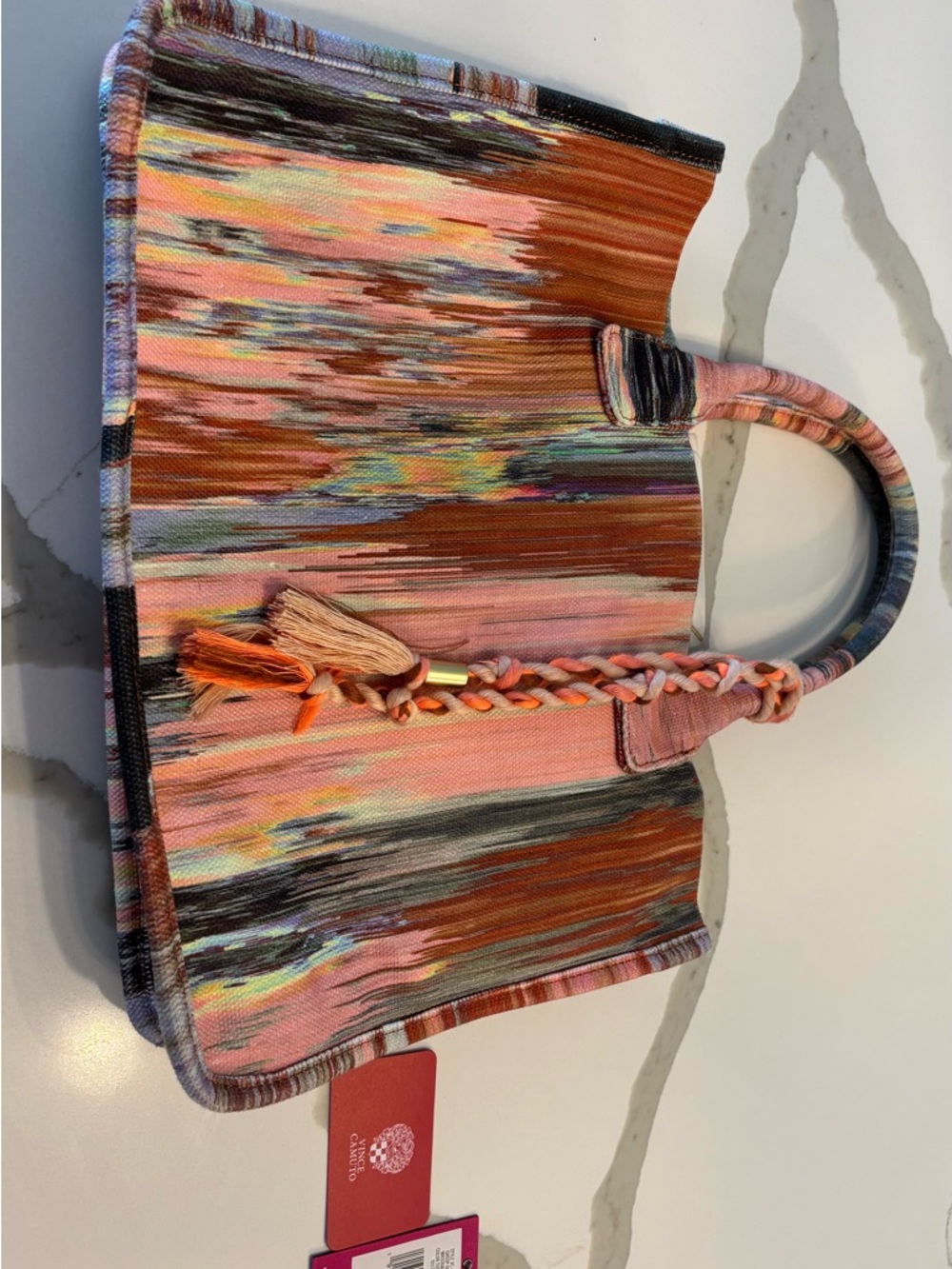 Vince Camuto Orla Toscano Tote -Colorful Multicolor Tote Bag with Braided Tassel